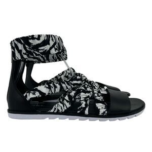 Sorel Womens Ella II Ankle Strap Sandals Size 10 Black White Flat Crossover zip
